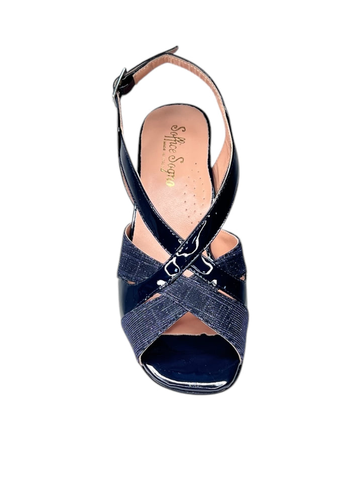 sandalo comfort donna pelle blu