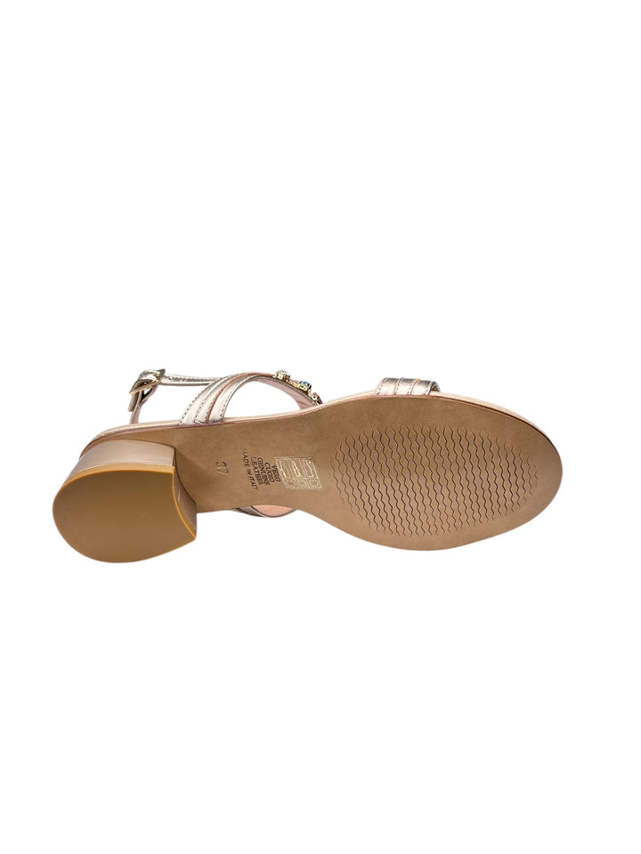 sandalo donna pelle platino