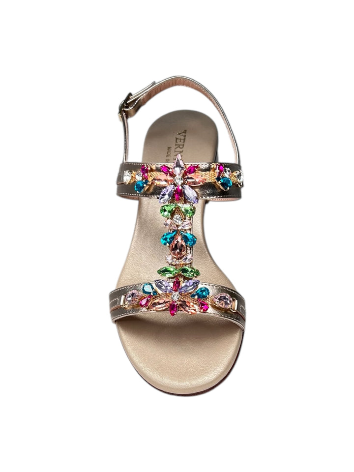 sandalo donna pelle platino