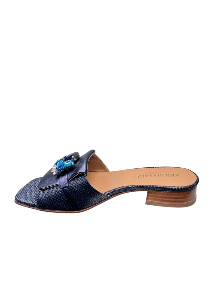 ciabattina donna pelle blu