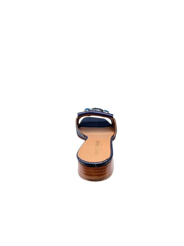 ciabattina donna pelle blu