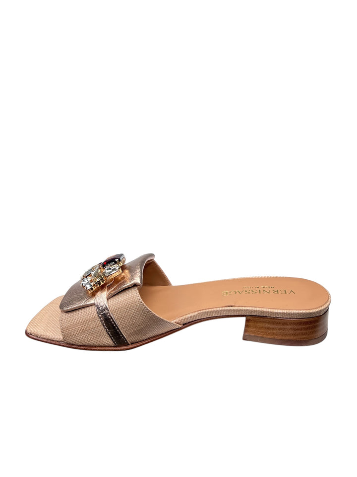 ciabattina donna pelle lino