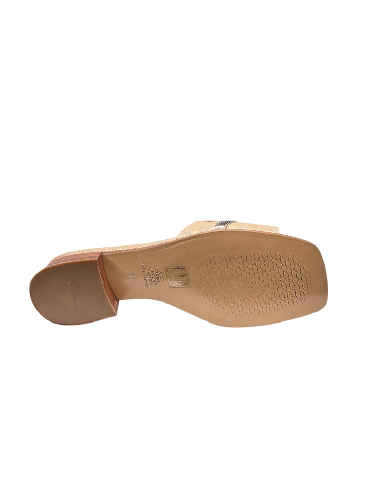 ciabattina donna pelle lino