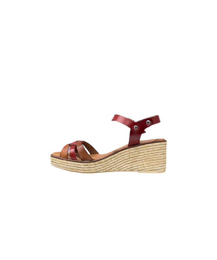 sandalo donna pelle cinzia soft art.el206013-003 ROSSO-CUOIO
