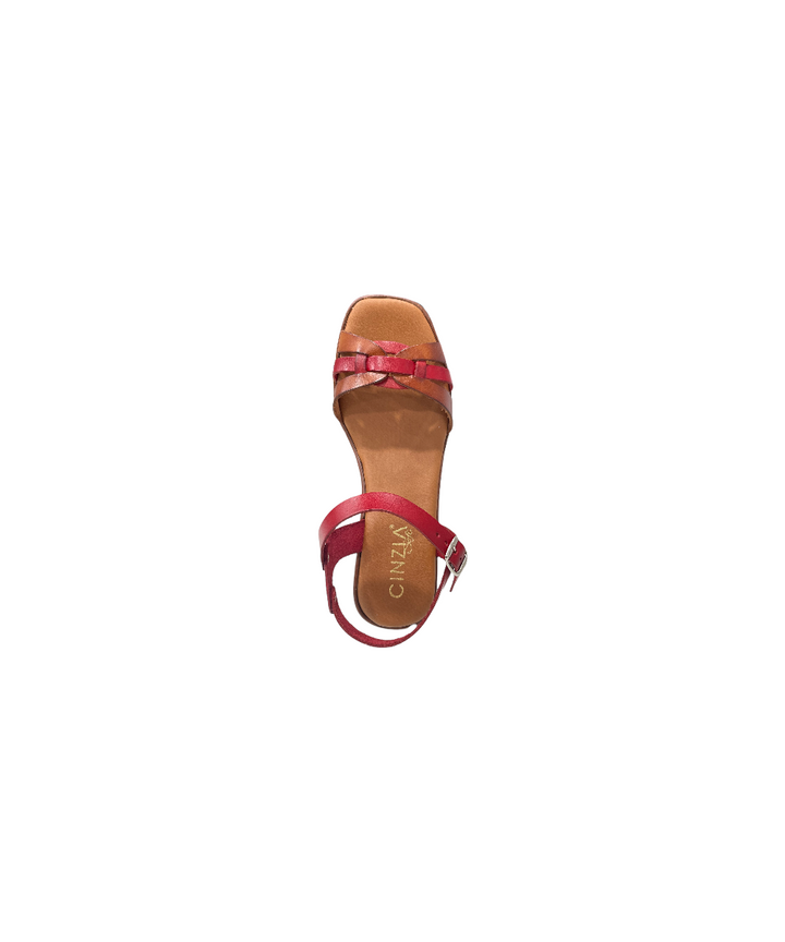 sandalo donna pelle cinzia soft art.el206013-003 ROSSO-CUOIO