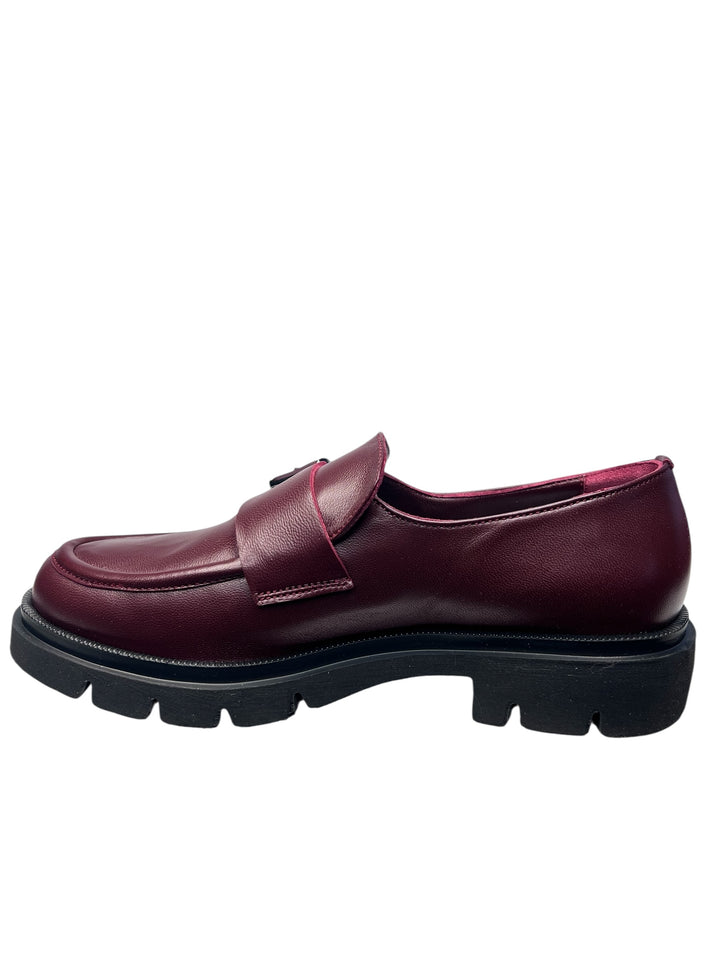 mocassino donna pelle bordò