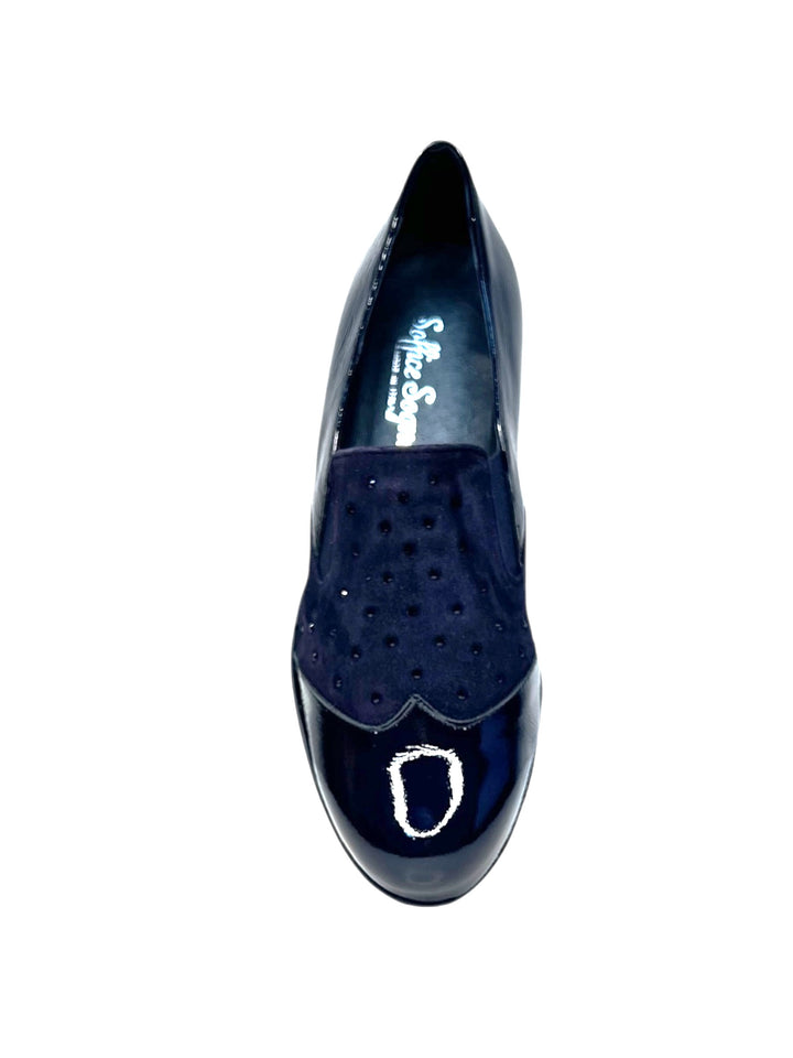 scarpa donna pelle blu notte