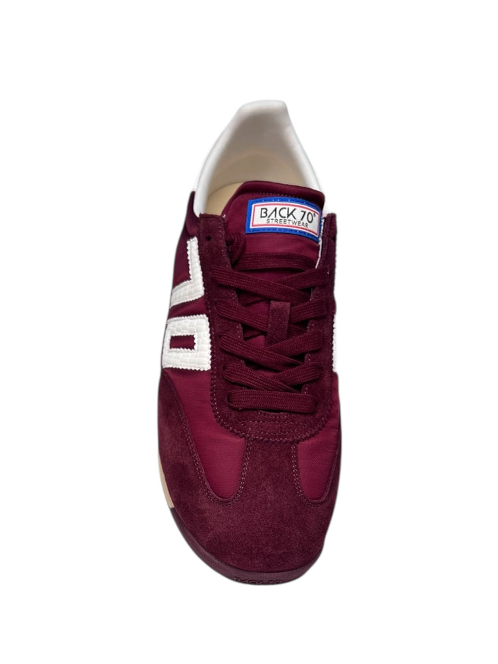 sneaker uomo pelle-tessuto vino-latte