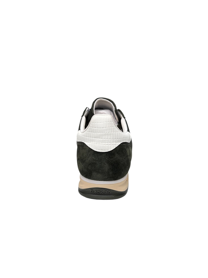 sneaker uomo pelle-tessuto verde oliva-latte