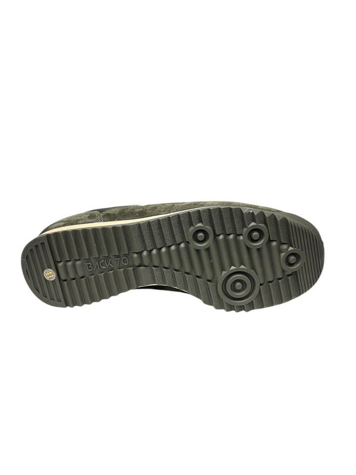 sneaker uomo pelle-tessuto verde oliva-latte