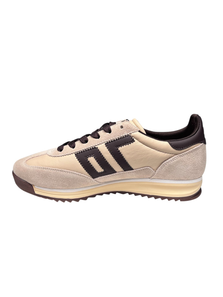 sneaker uomo pelle beige-coffee