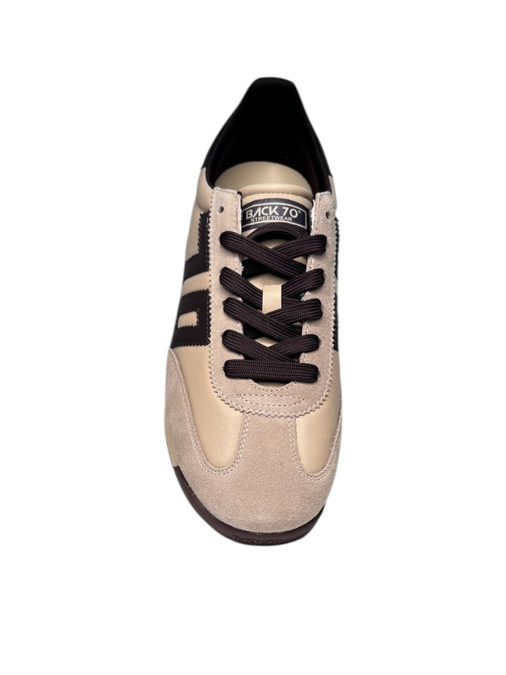 sneaker uomo pelle beige-coffee