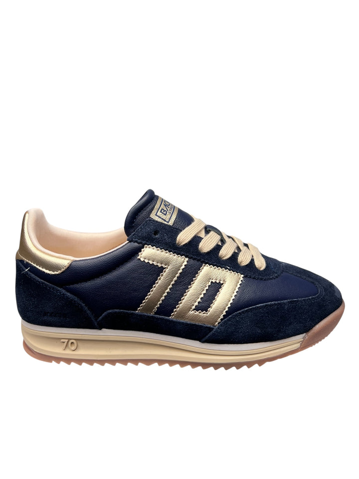 sneaker donna pelle navy-oro