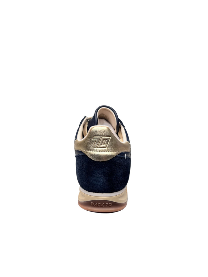 sneaker donna pelle navy-oro