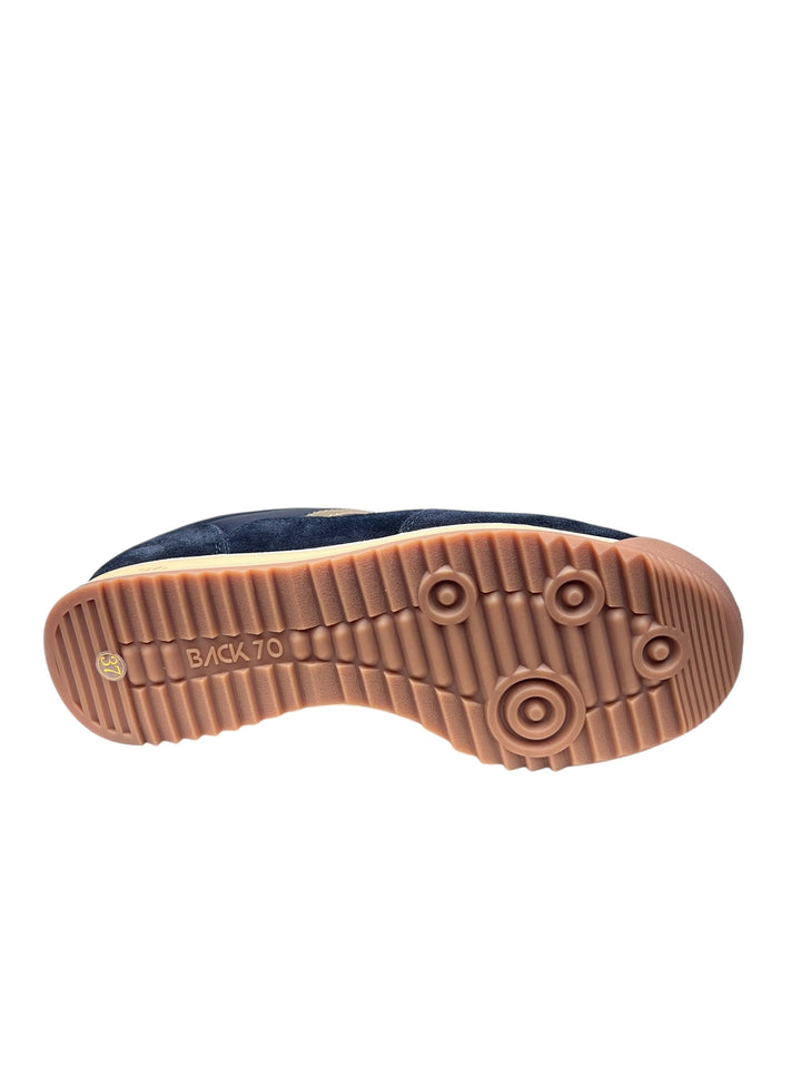 sneaker donna pelle navy-oro