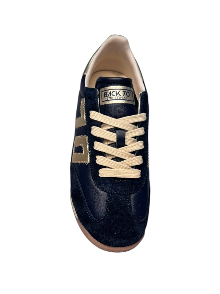 sneaker donna pelle navy-oro