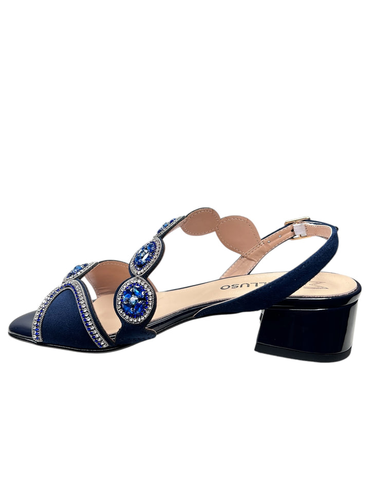 sandalo donna in pelle blu