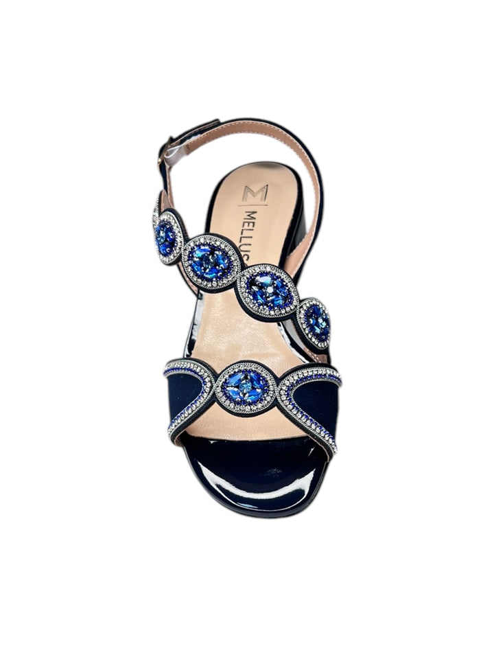 sandalo donna in pelle blu