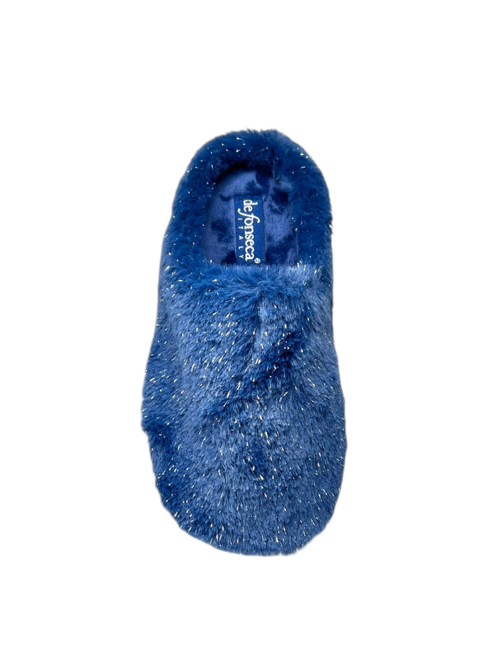 pantofola donna tessuto blu