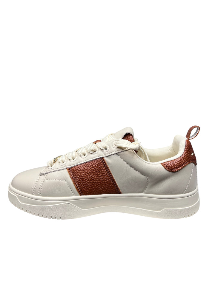 sneaker donna cuoio-avorio