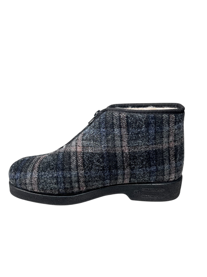 pantofola uomo scozzese grigio-nero