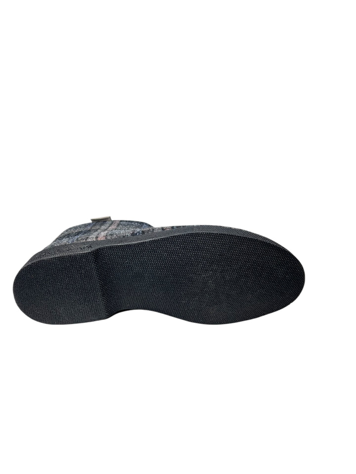 pantofola uomo scozzese grigio-nero