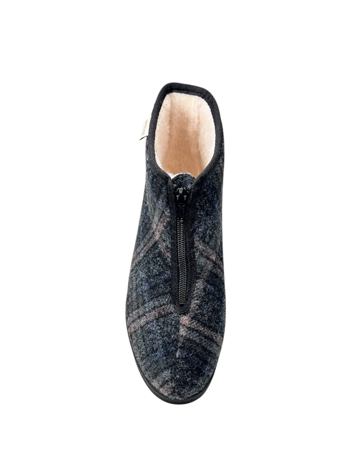 pantofola uomo scozzese grigio-nero