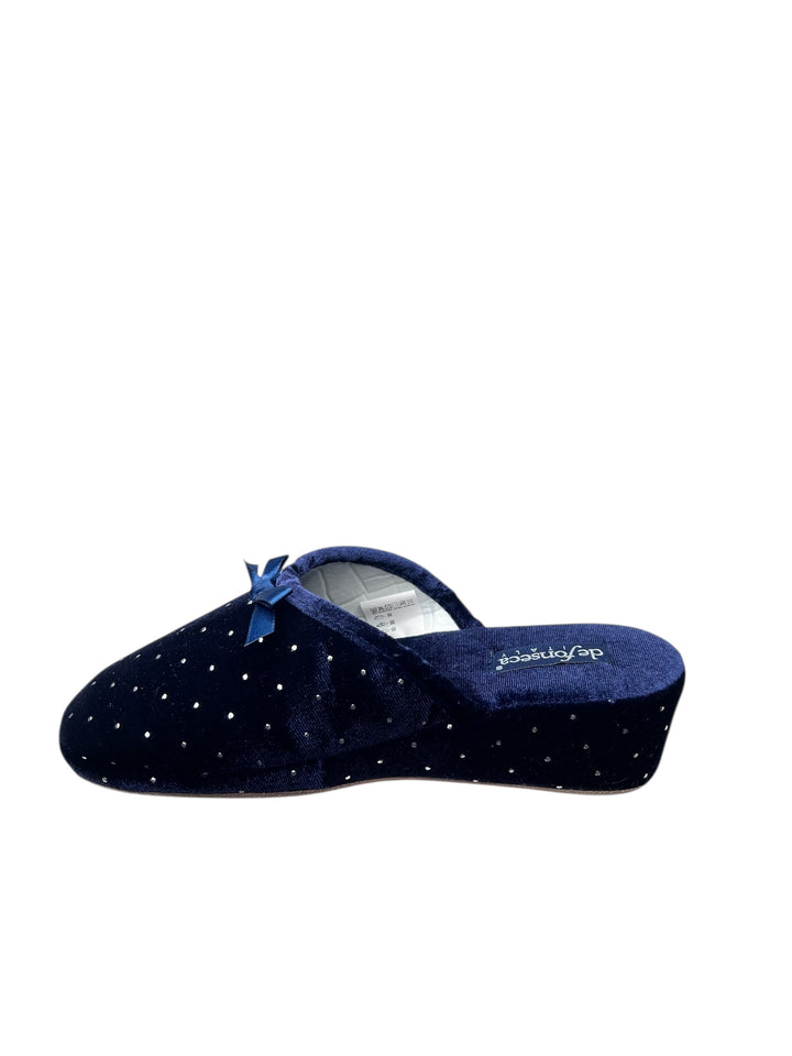 pantofola donna tessuto blu