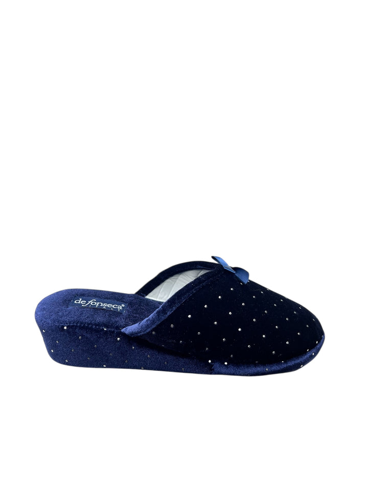 pantofola donna tessuto blu