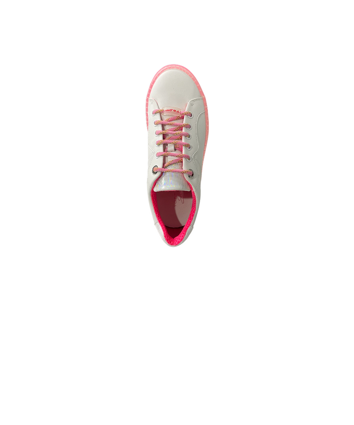 sneakers donna pelle tosca blu art. s025 bianco-fucsia fluo