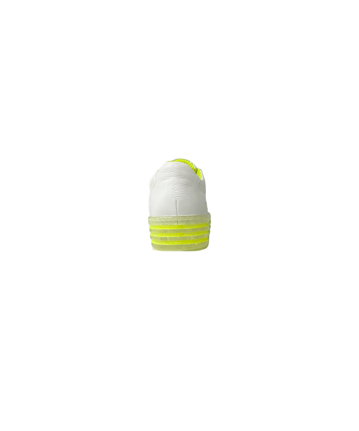 sneakers donna pelle tosca blu art.s025 bianco-giallo fluo