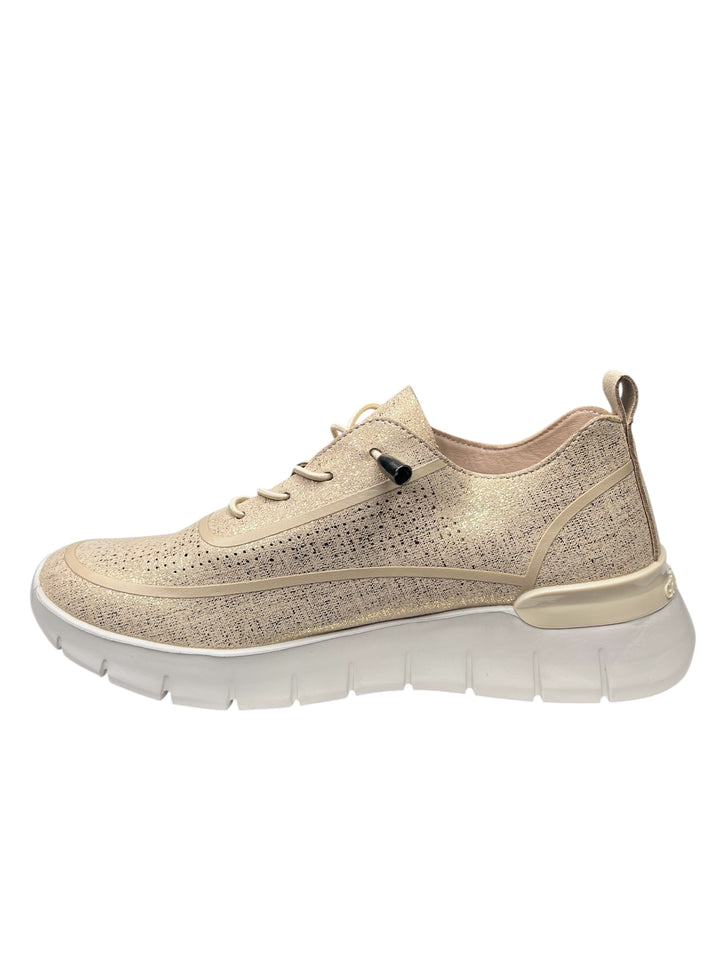 grunland sneakers donna  beige metal