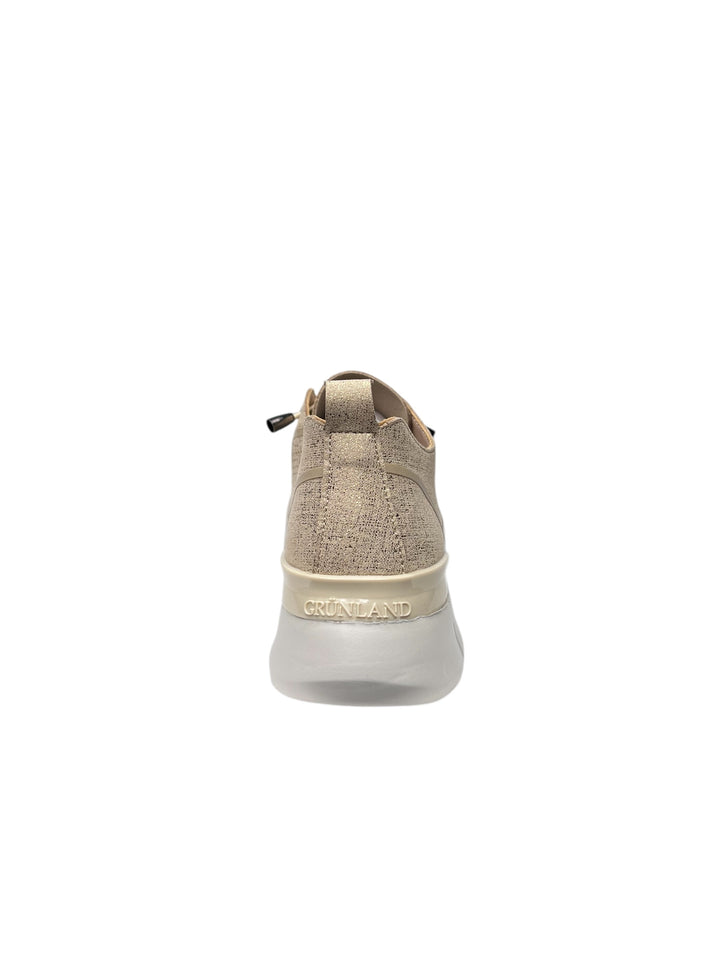 grunland sneakers donna  beige metal