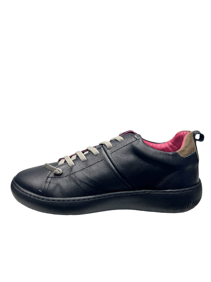 sneaker donna pelle nero-oliva