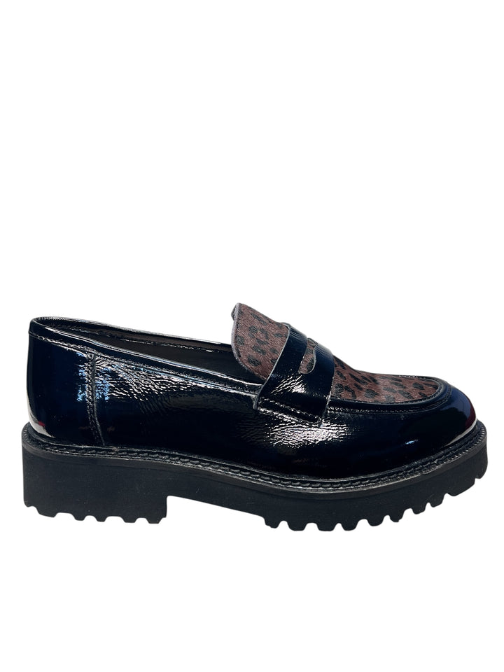 mocassino donna pelle marrone-nero