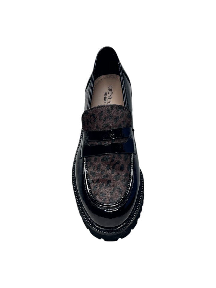 mocassino donna pelle marrone-nero