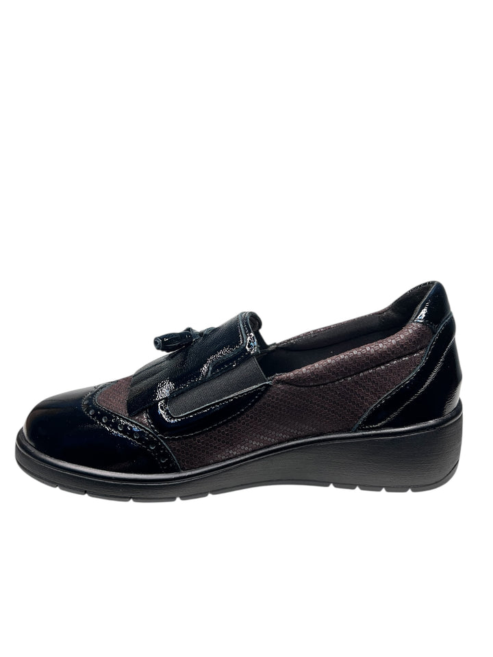 slip-on donna pelle nero-t.moro