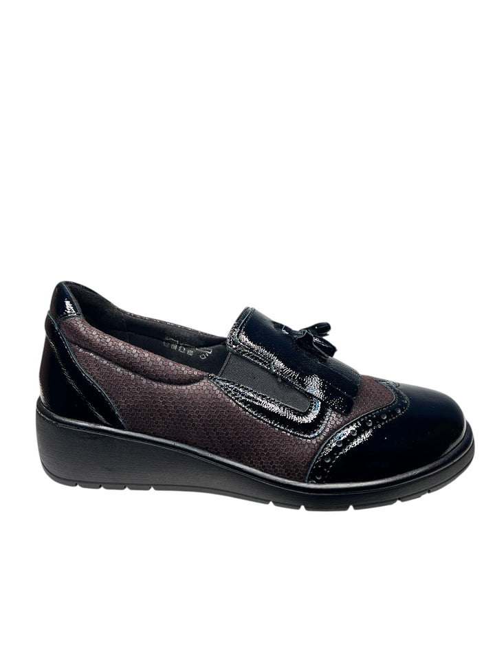 slip-on donna pelle nero-t.moro