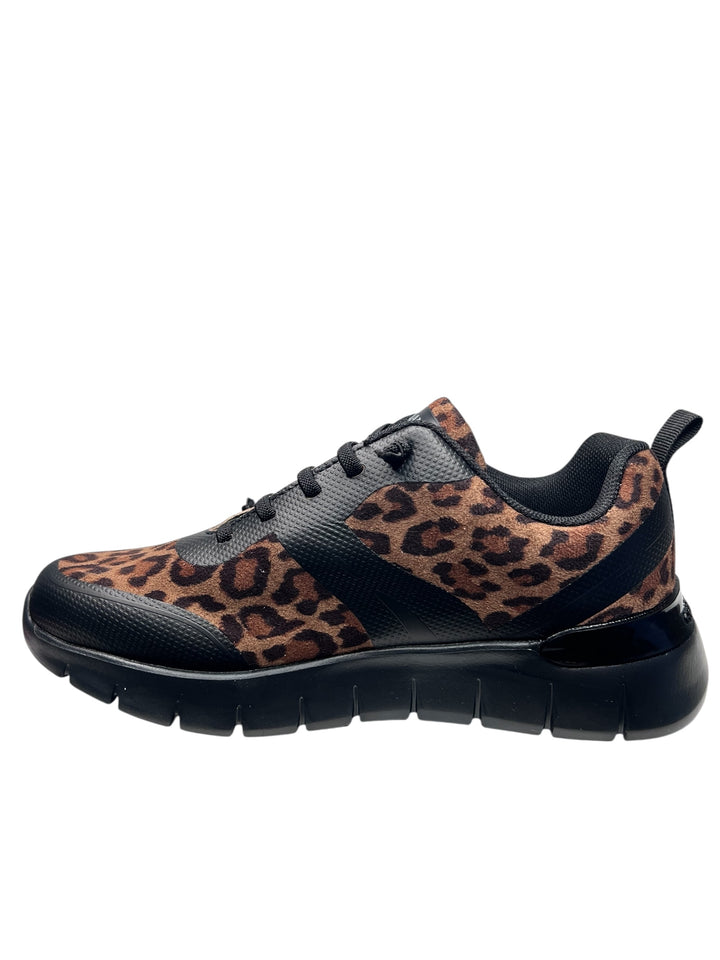 sneaker donna animalier nero-marrone