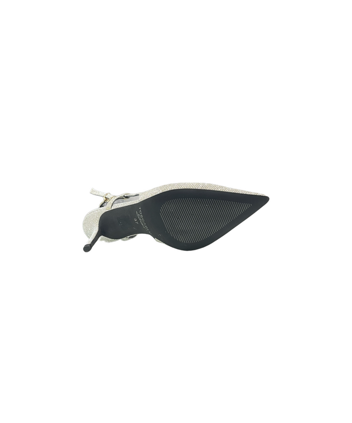 slingback donna pelle-tessuto toscablu art.sf2259s580c98 oro-argento