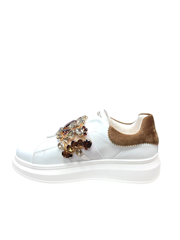 sneakers donna pelle toscablu juliette art. sf2401s01696z bianco-bronzo
