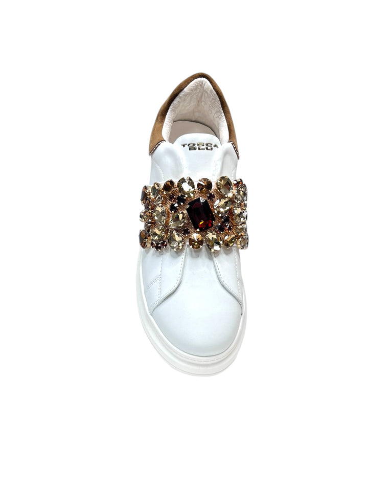 sneakers donna pelle toscablu juliette art. sf2401s01696z bianco-bronzo