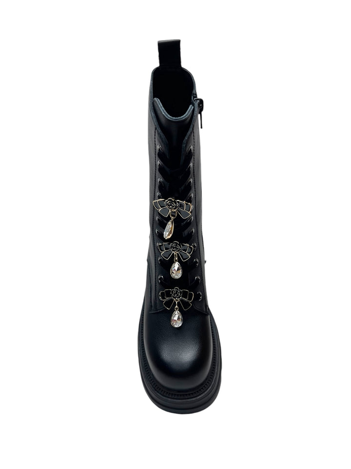 stivali anfibi allacciati donna pelle sunvalley toscablu art.sf2438s444c99 nero