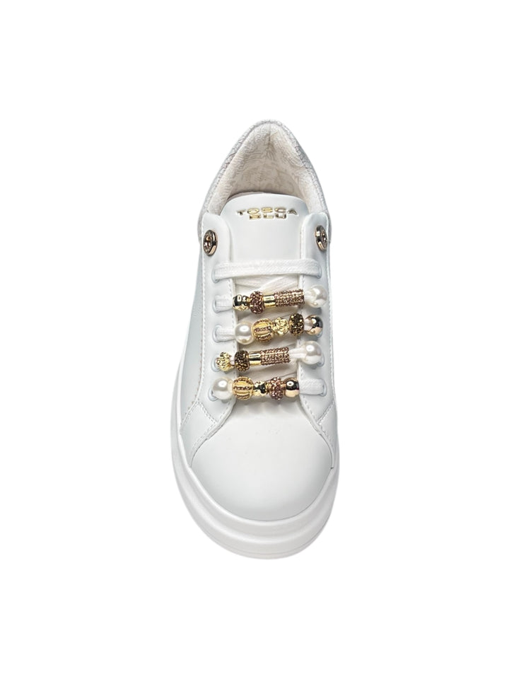 sneaker donna pelle bianco-beige