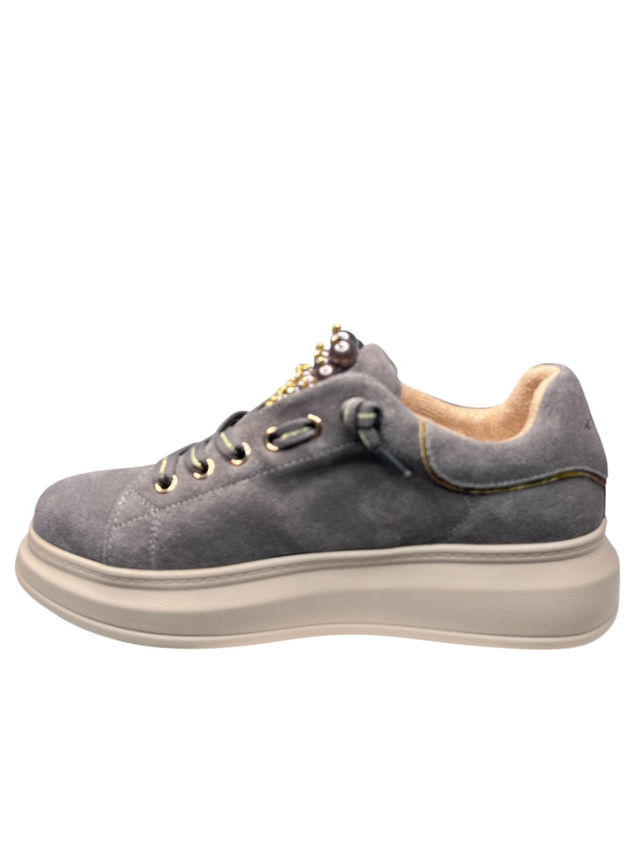 sneaker donna pelle grigio scuro