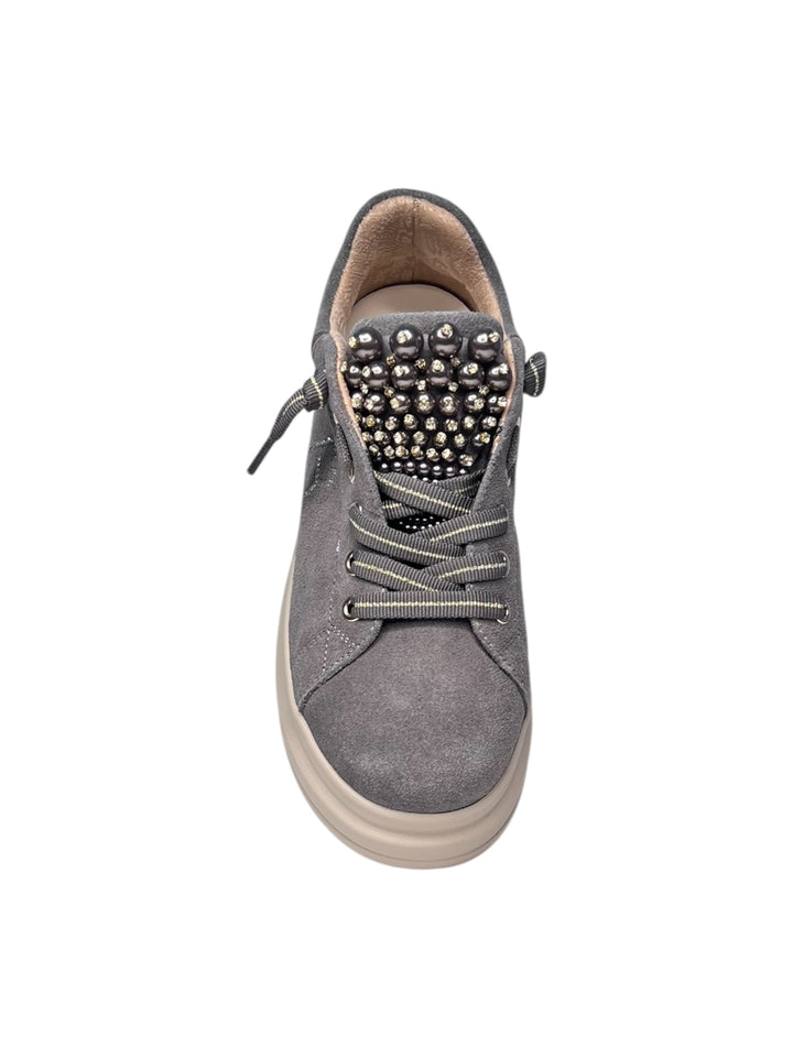 sneaker donna pelle grigio scuro