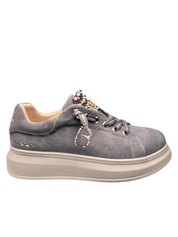 sneaker donna pelle grigio scuro