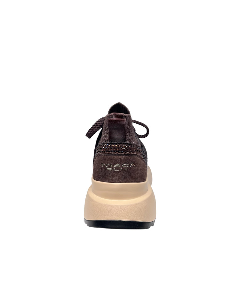 sneaker slip-on donna tessuto testa di moro