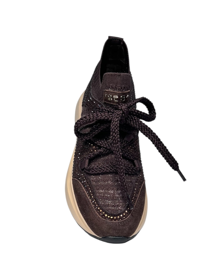 sneaker slip-on donna tessuto testa di moro