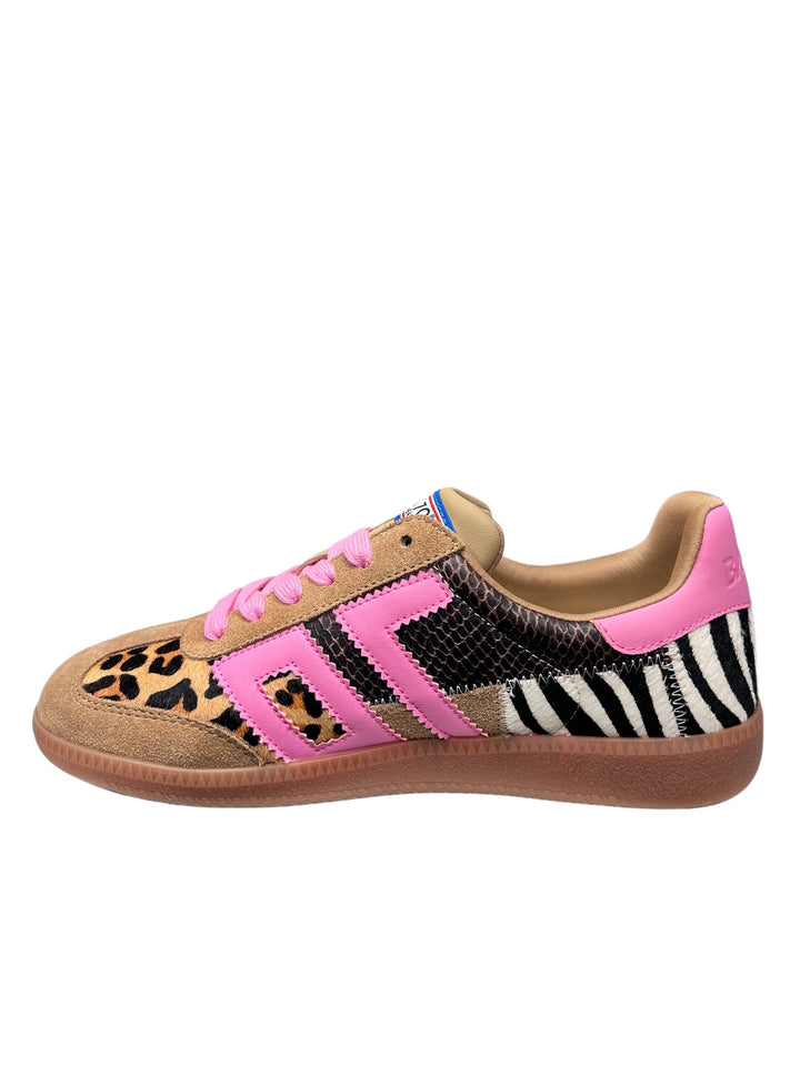 sneaker donna pelle maculato-fuxia